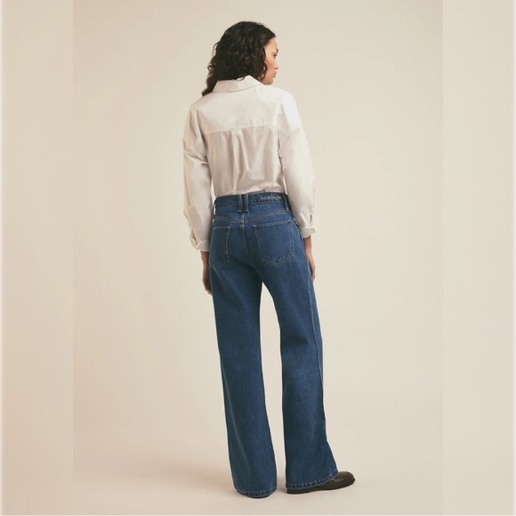 Favorite Daughter Olympia Flare Jeans High Dark Denim Blue Button Fly Retro 29 - Picture 3 of 16